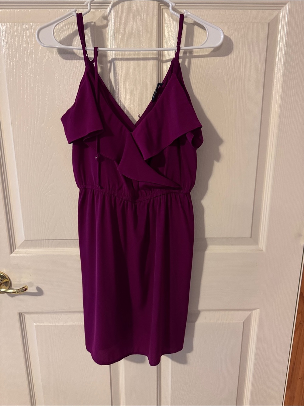 American Eagle Outfitters Plum Ruffle-Trim Mini Dress